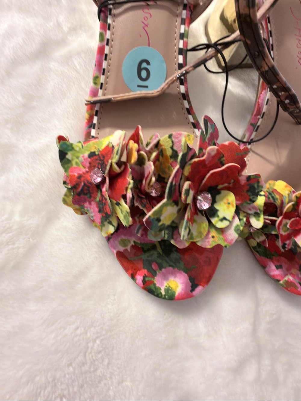 Betsey Johnson Floral Ankle-Strap Block Heel Sandals - Multicolor - Picture 6 of 7